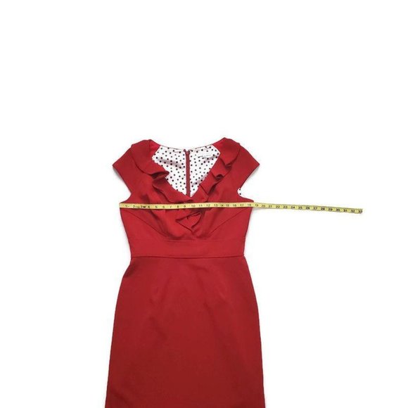 Sandra Darren Women’s Ruffle Front V-Neck Cap Sleeve Sheath Dress Size 8 - Picture 6 of 13